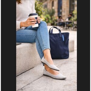 Rothy’s Point Flats 10.5 Flax Birdseye Taupe Knit Slip On Washable NO INSOLES